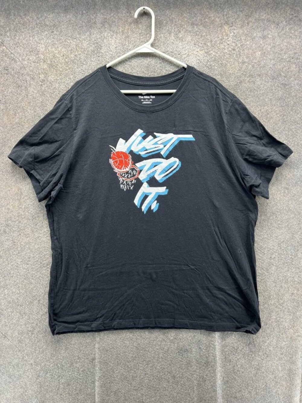 Nike Shirt Mens 2XL Black Just Do It Basketball Graphic Tee Crewneck Tagless